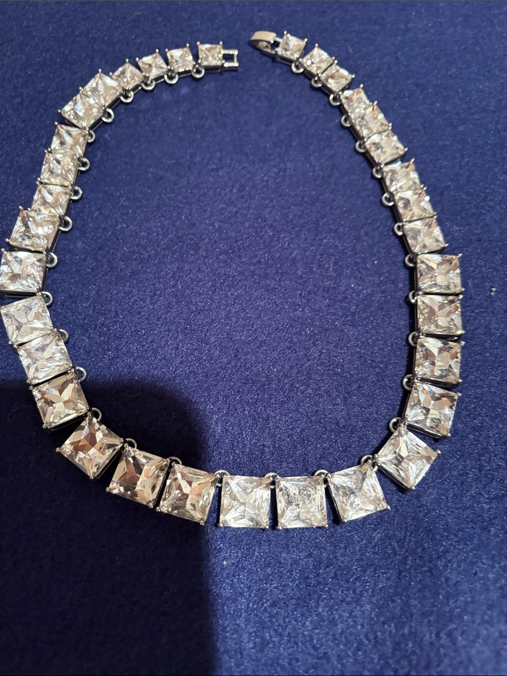 Square clear stone necklace
